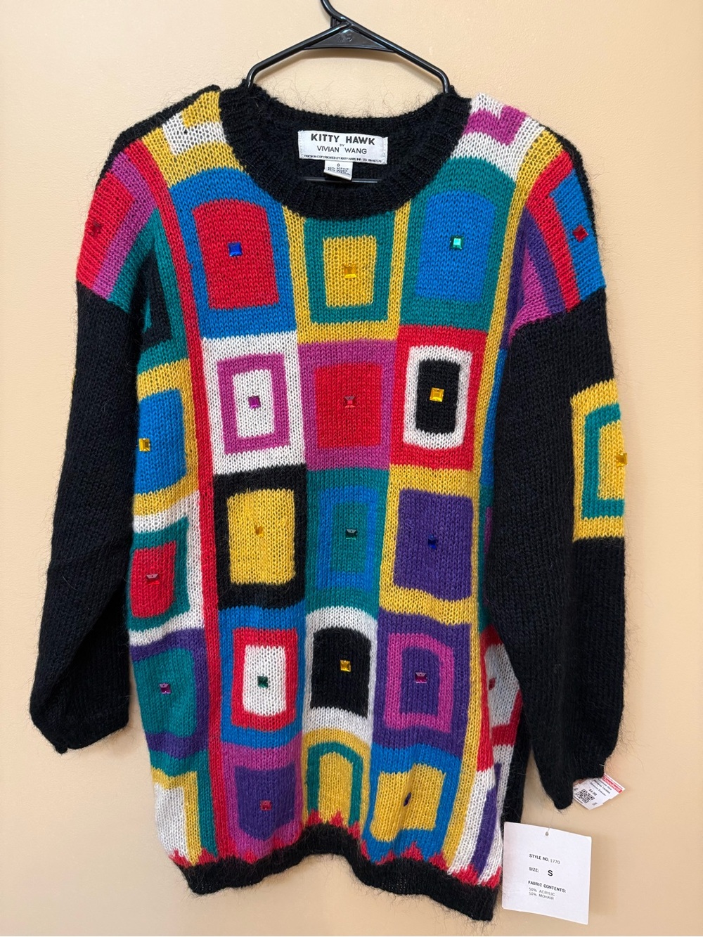 Kitty Hawk by Vivienne Wang Multicolor Geometric Sweater - Black Base
